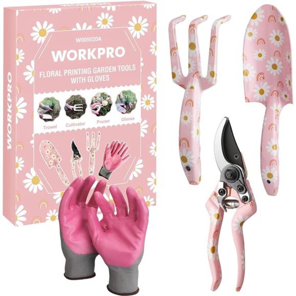 Aluminum Garden Tool Set,4PCS Heavy Duty Gardening Tools with Box Include Trowel